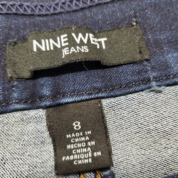 Nine West Jeans Womens Size 8 Heidi Pull On Skinny Crop Stretch Pockets Darkwash - Picture 4 of 16